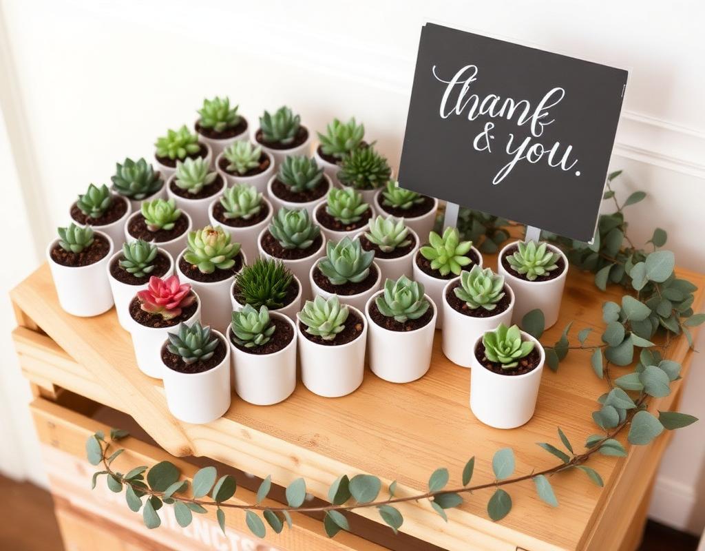 Wedding favor display with thank you sign